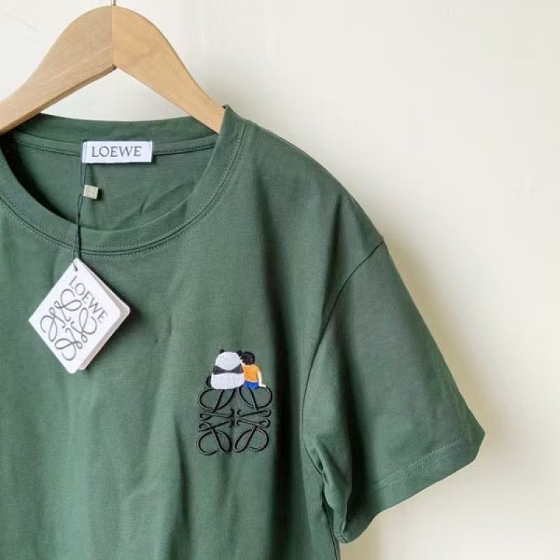L0ew* panda embroidered short sleeves
