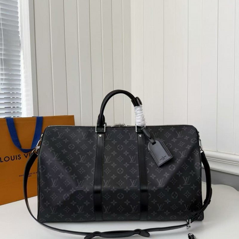 New KEEPALL BANDOULIÈRE 50 black check travel bag N14202