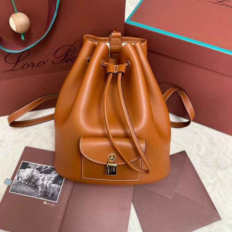 L**o p*ana extra brown imported cowhide drawstring backpack, size: 25*27*14cm