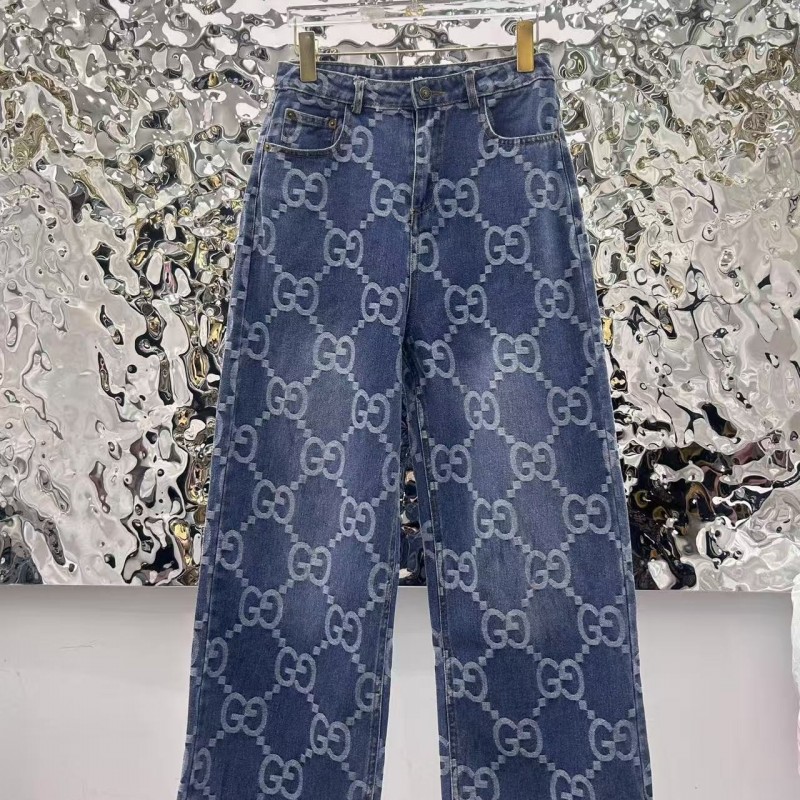 G*u*i logo jacquard straight jeans