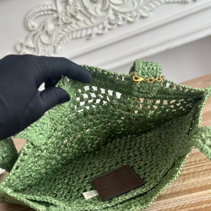 chloe spring and summer new style SUMMER BANANA dopamine color green pure handmade straw woven bag S