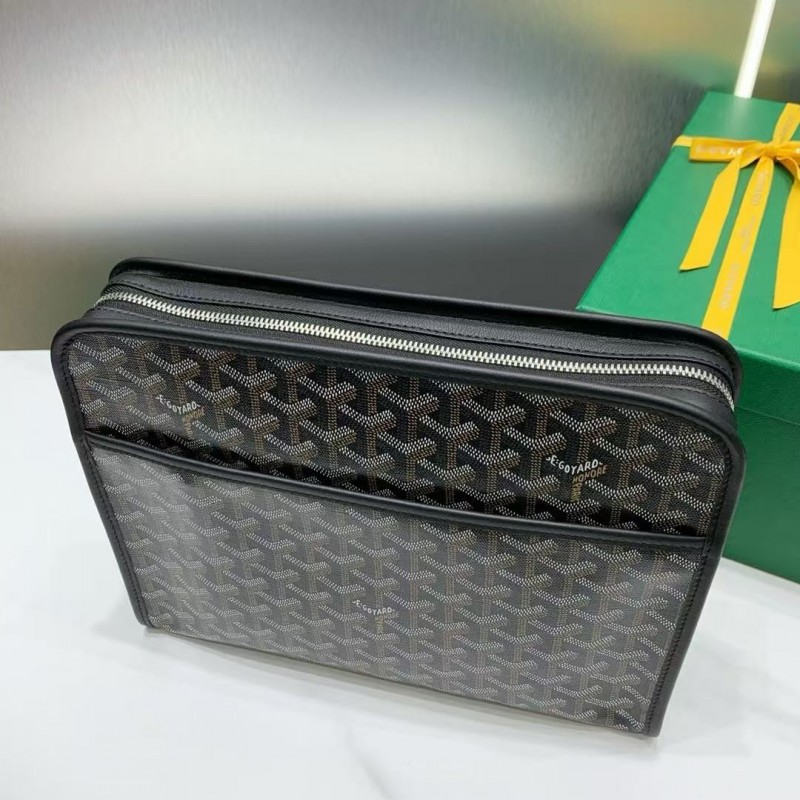 Go*ard imported cowhide with canvas large toilet bag, size: 30*23*8cm