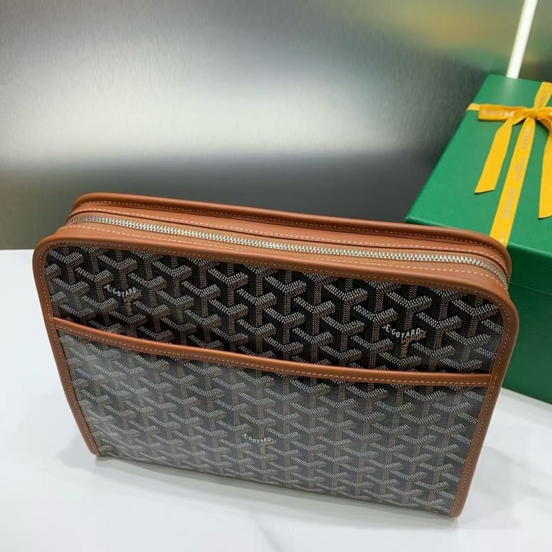 Go*ard imported cowhide with canvas large toilet bag, size: 30*23*8cm