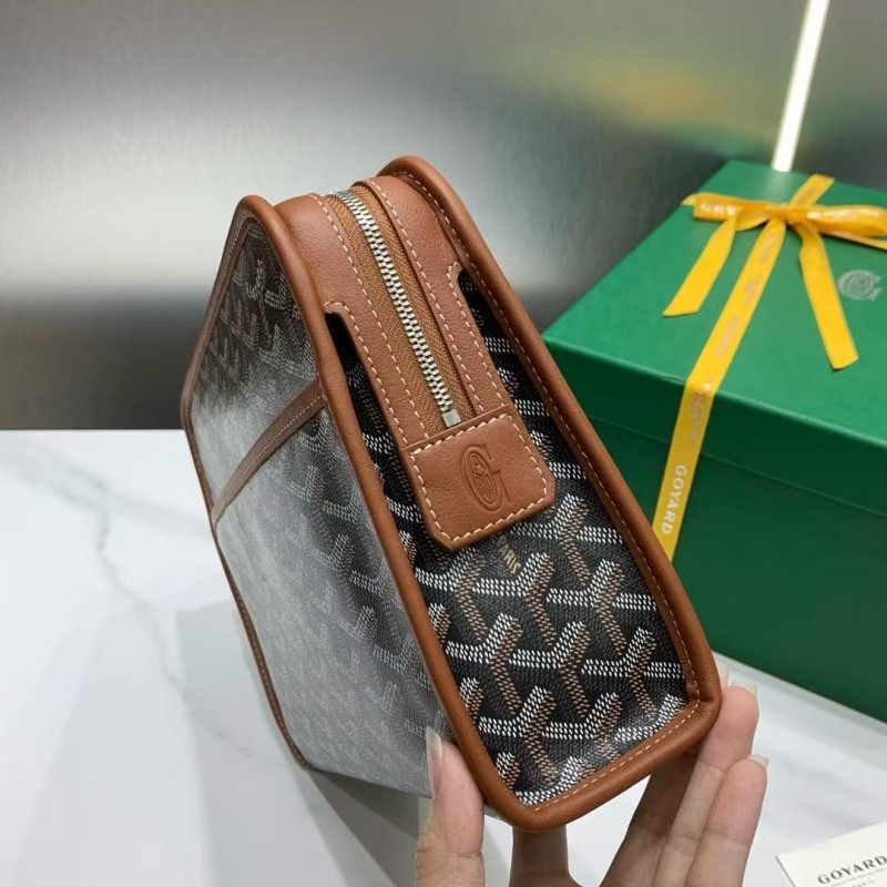 Go*ard imported cowhide with canvas small toilet bag, size: 25*18*7cm