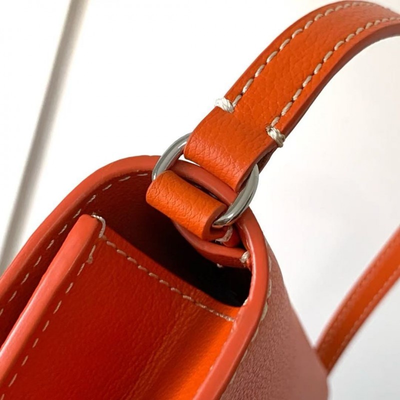 Go*ard imported cowhide with canvas one-shoulder crossbody bag, size: 21*16*4cm