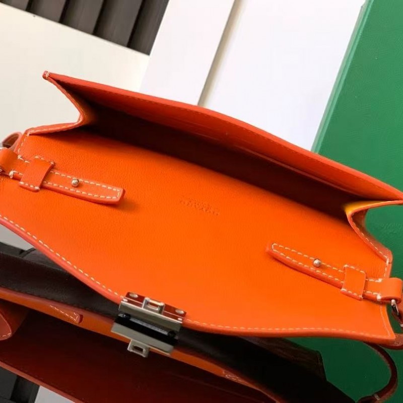 Go*ard imported cowhide with canvas one-shoulder crossbody bag, size: 21*16*4cm