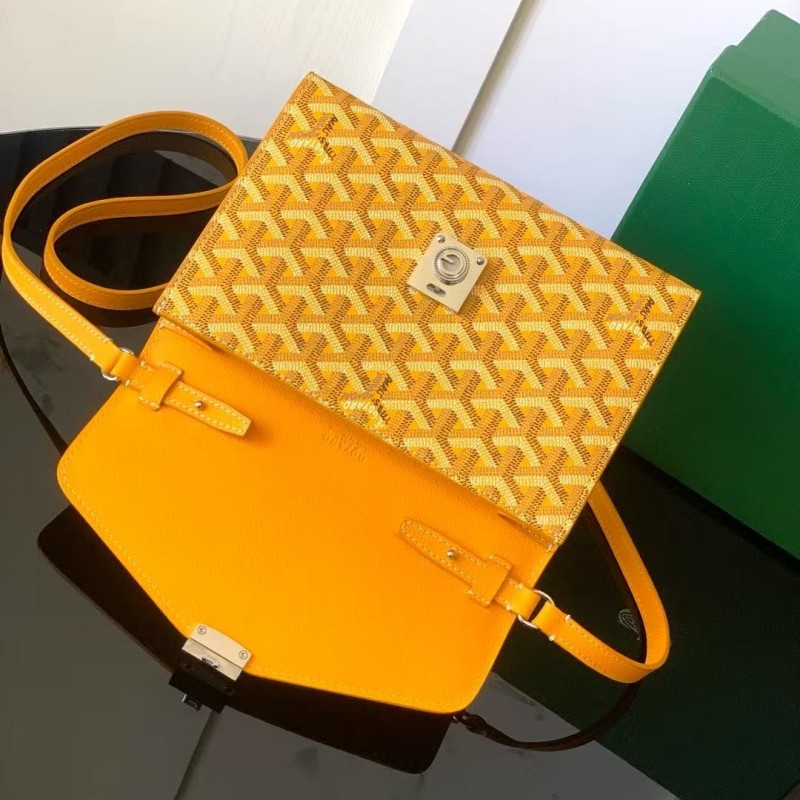 Go*ard imported cowhide with canvas one-shoulder crossbody bag, size: 21*16*4cm