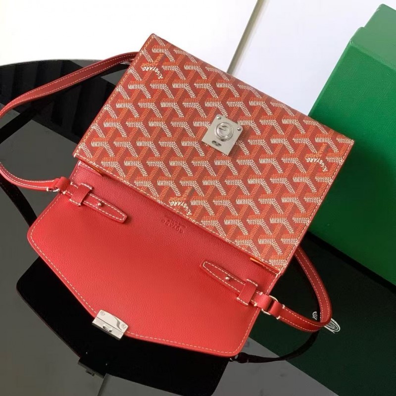 Go*ard imported cowhide with canvas one-shoulder crossbody bag, size: 21*16*4cm