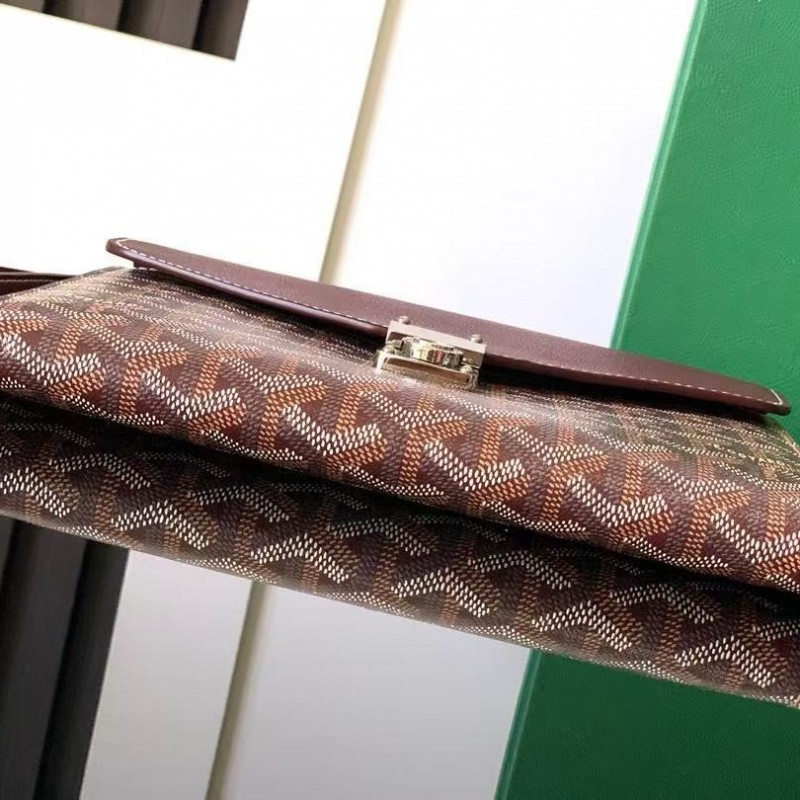 Go*ard imported cowhide with canvas one-shoulder crossbody bag, size: 21*16*4cm