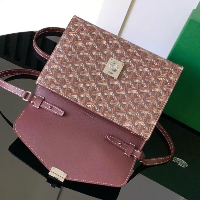Go*ard imported cowhide with canvas one-shoulder crossbody bag, size: 21*16*4cm