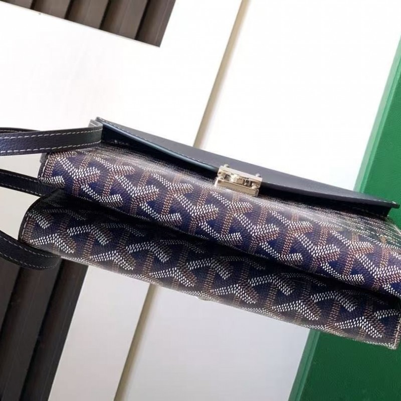 Go*ard imported cowhide with canvas one-shoulder crossbody bag, size: 21*16*4cm