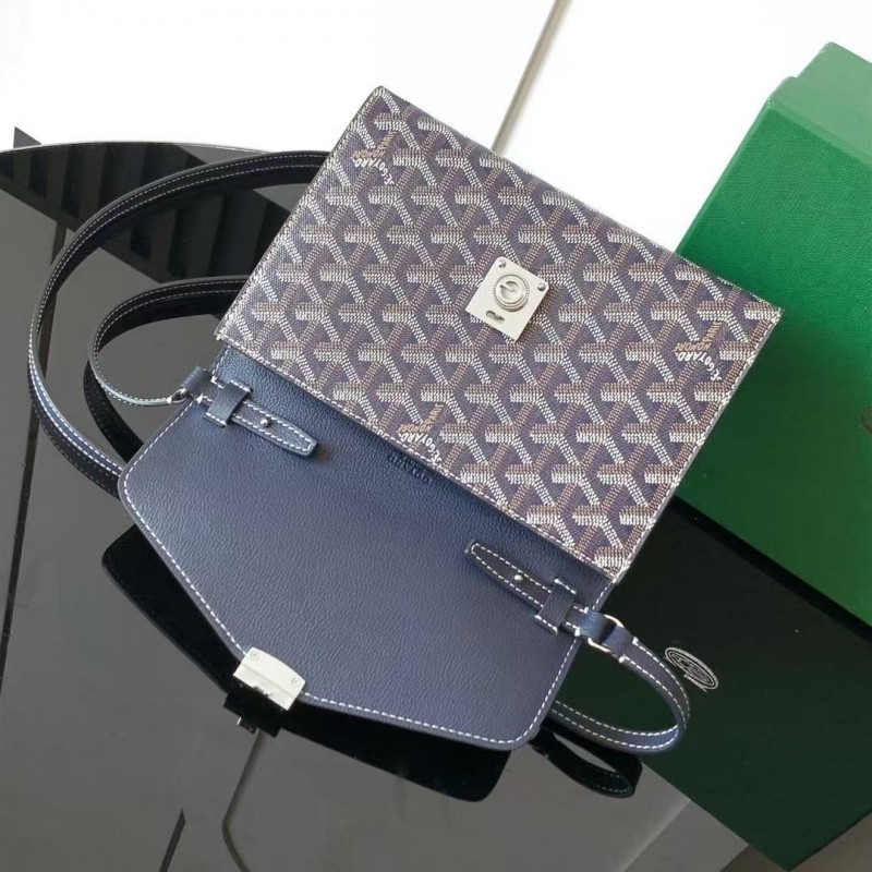 Go*ard imported cowhide with canvas one-shoulder crossbody bag, size: 21*16*4cm