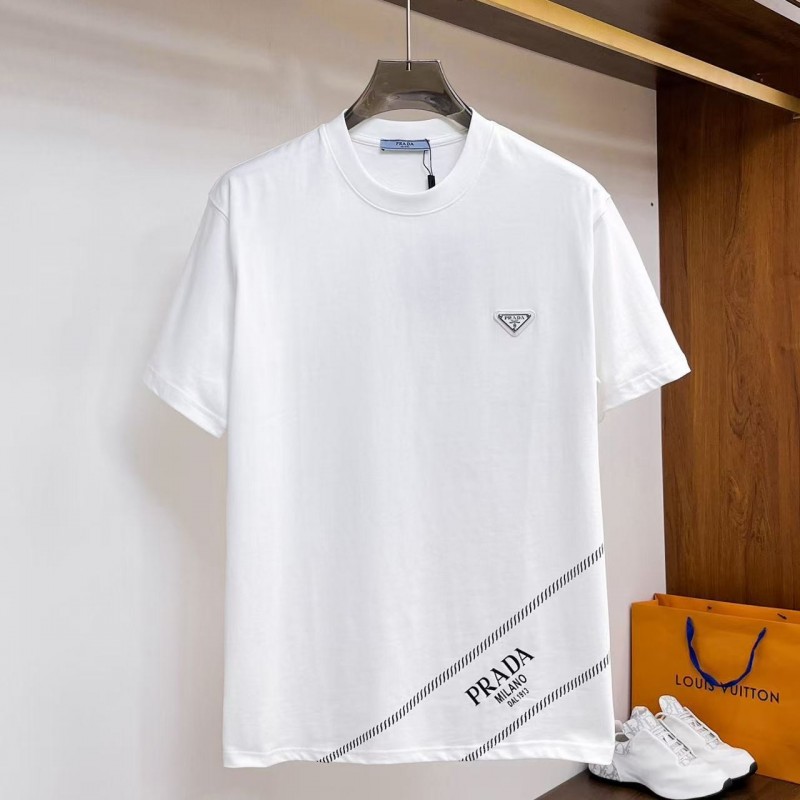 Pra*a 2025 new round neck T-shirt