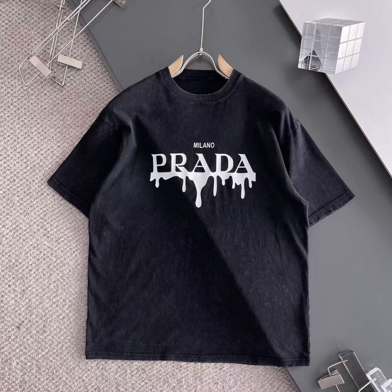 Pra*a 2025 new round neck T-shirt