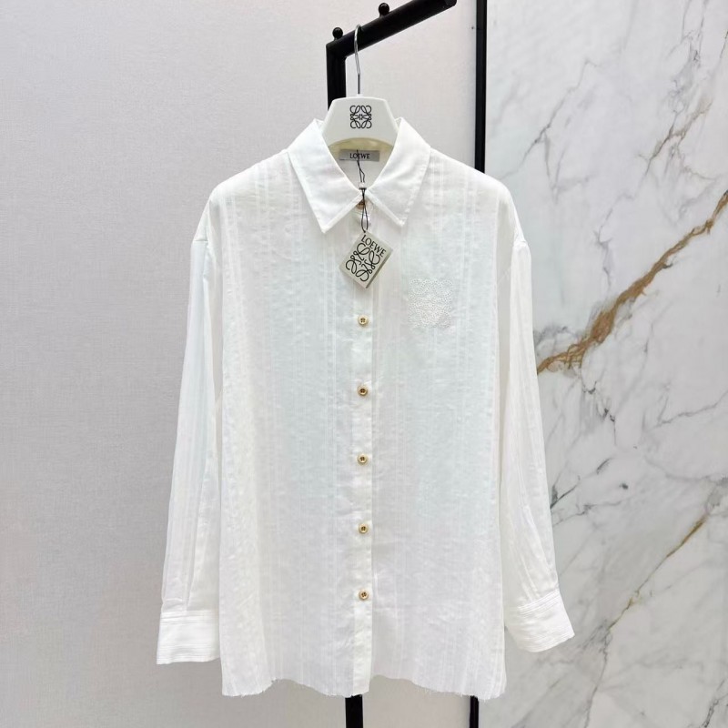 L0ew* SpringSummer new vintage woven striped loose shirt