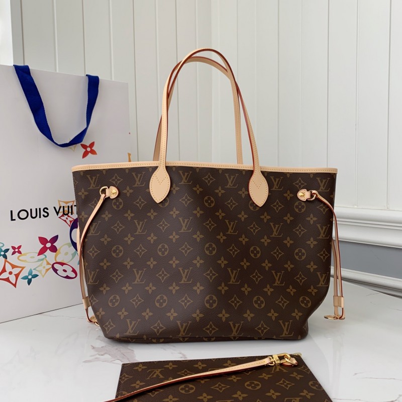 L0*is V*t0n NEVERFULL Apricot Medium Shopping Bag M41177, Top Quality Size: 31 * 28 * 14cm