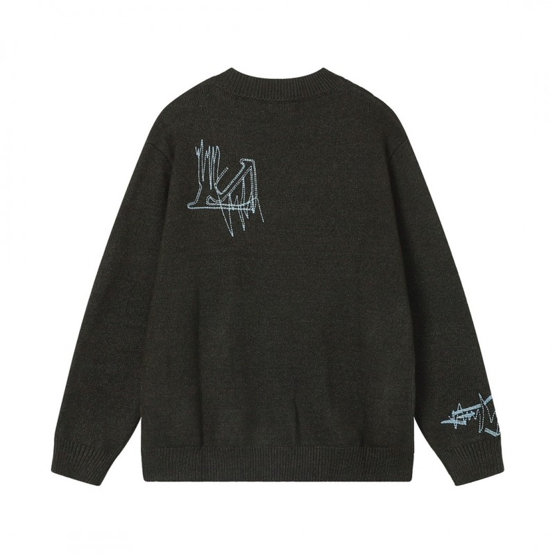 SS23 new autumn L0*is V*t0n solid color embroidered long-sleeved knitted cardigan