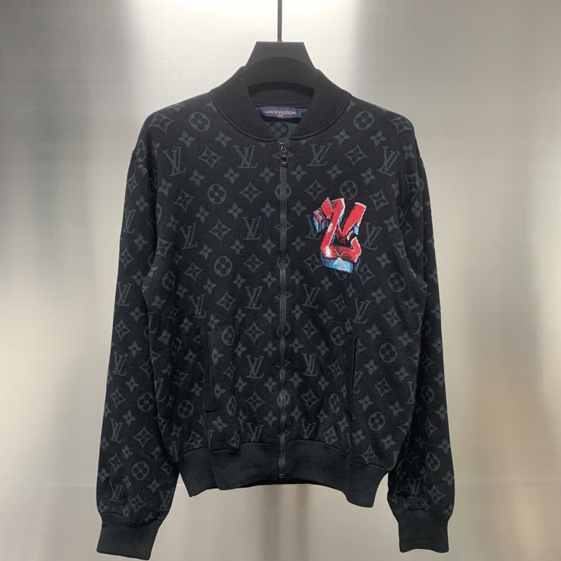 L0*is V*t0n graffiti jacquard knit zipped jacket