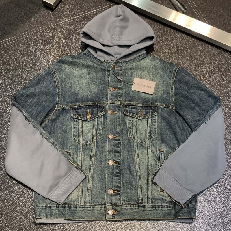 Ba*len*cia*ga hooded denim jacket
