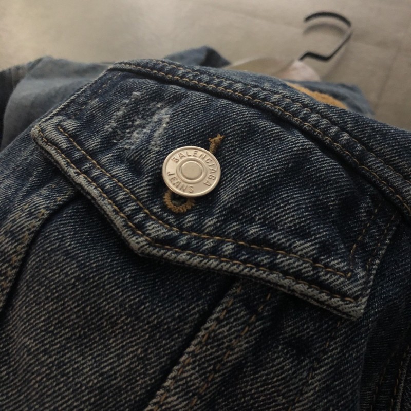Ba*len*cia*ga terry embroidered denim jacket