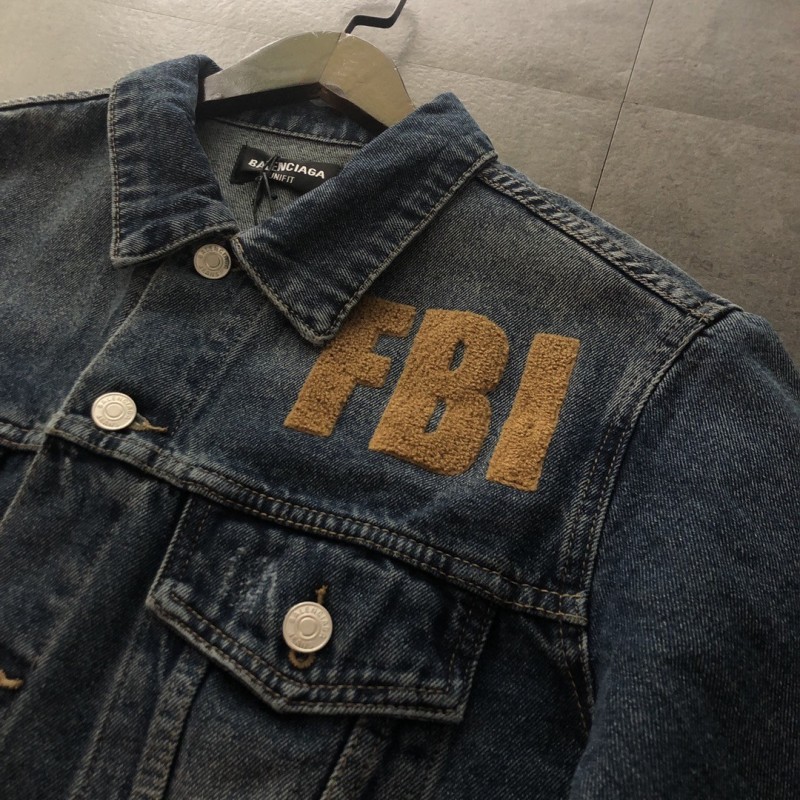 Ba*len*cia*ga terry embroidered denim jacket