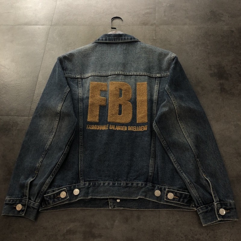 Ba*len*cia*ga terry embroidered denim jacket