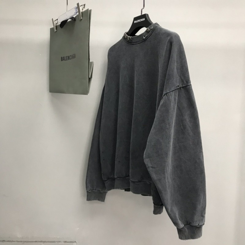 Ba*len*cia*ga neckline hardware perforated hoodie