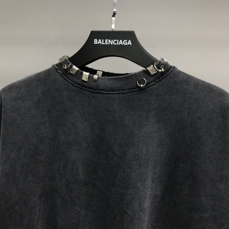 Ba*len*cia*ga neckline hardware perforated hoodie