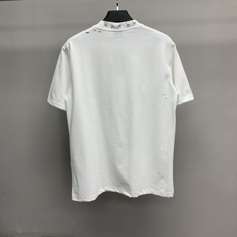 Ba*len*cia*ga neckline hardware perforated T-shirt