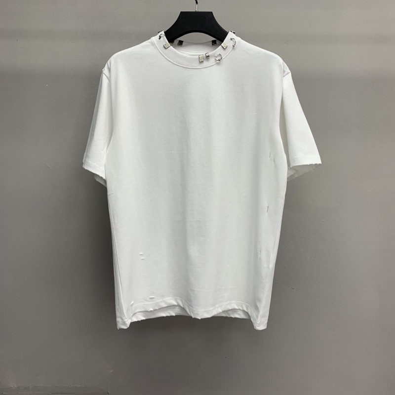 Ba*len*cia*ga neckline hardware perforated T-shirt