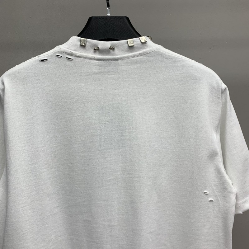 Ba*len*cia*ga neckline hardware perforated T-shirt