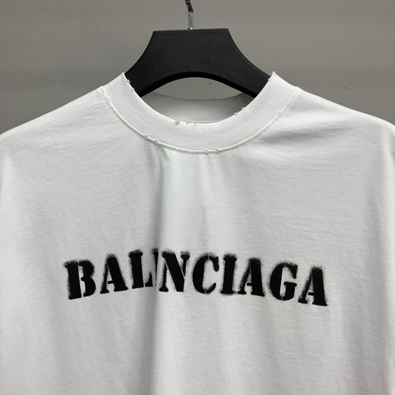 Ba*len*cia*ga front and back T-shirt with blurred letters