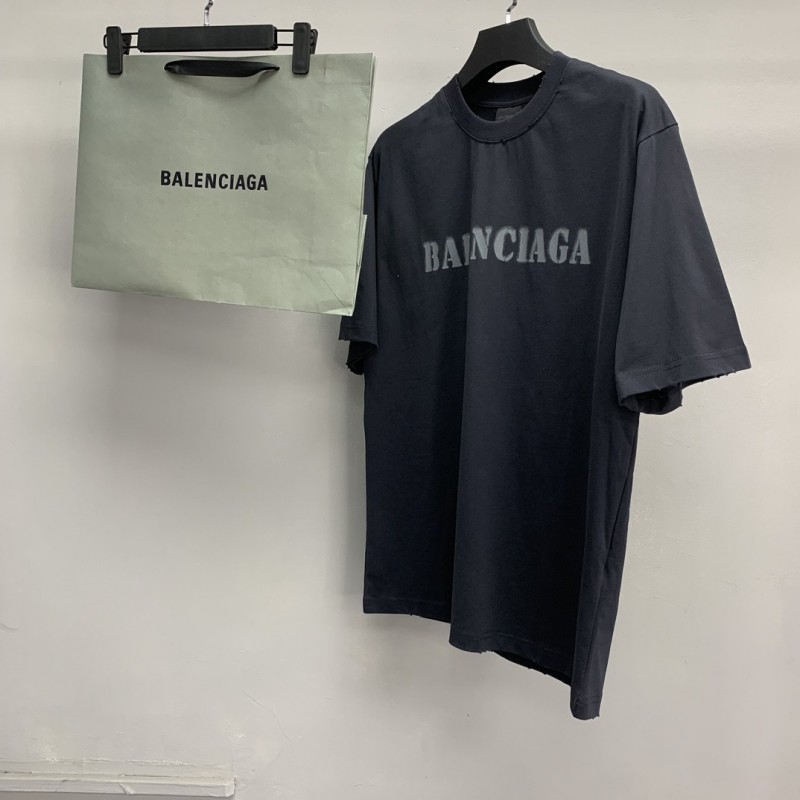 Ba*len*cia*ga front and back T-shirt with blurred letters