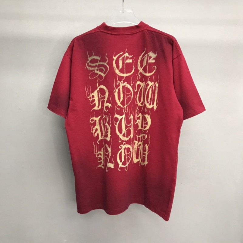 Ba*len*cia*ga Sanskrit lettering industrial paint T-shirt