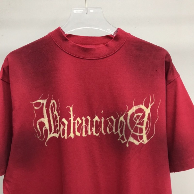Ba*len*cia*ga Sanskrit lettering industrial paint T-shirt