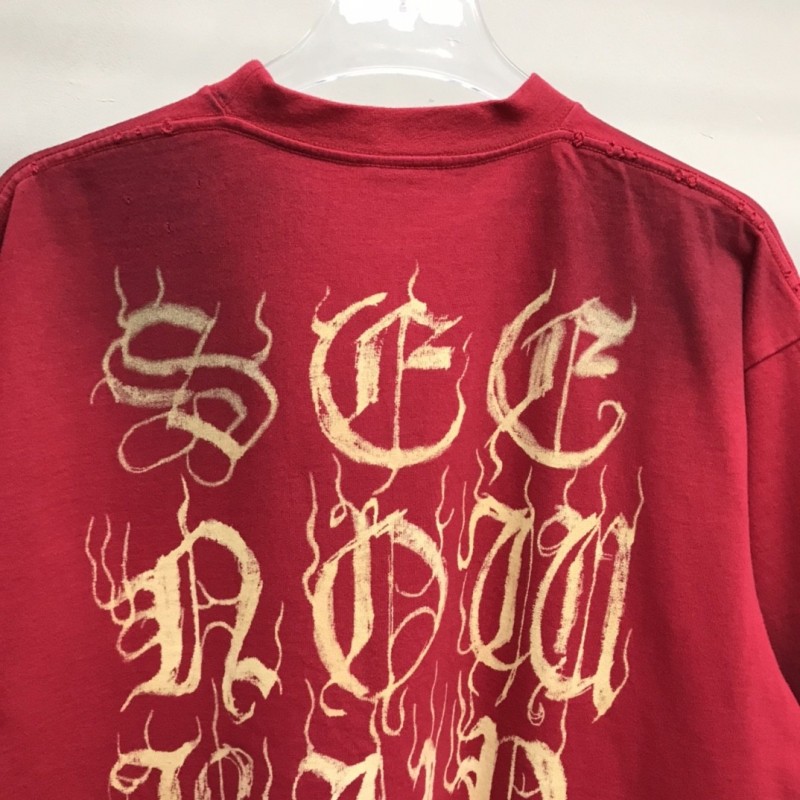 Ba*len*cia*ga Sanskrit lettering industrial paint T-shirt