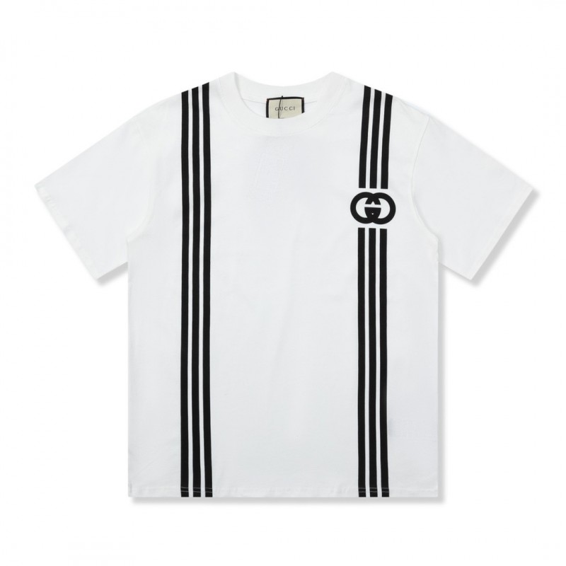 G*u*i  23SS double G vertical stripe foam printed t-shirt