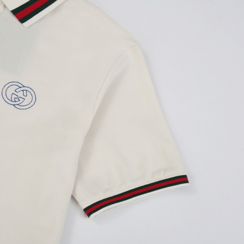 G*u*i Embroidered lapel POLO on left chest