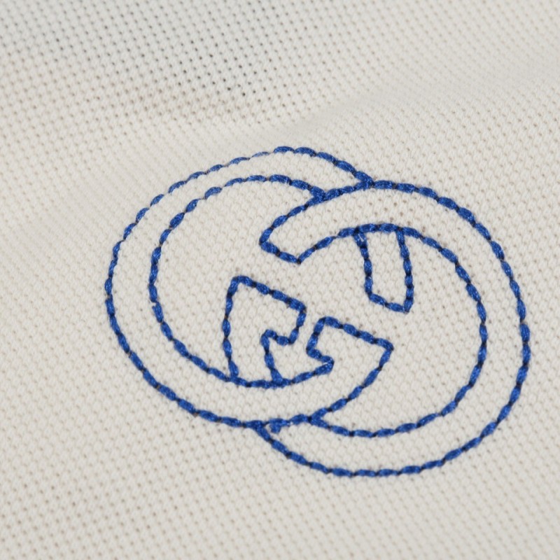 G*u*i Embroidered lapel POLO on left chest