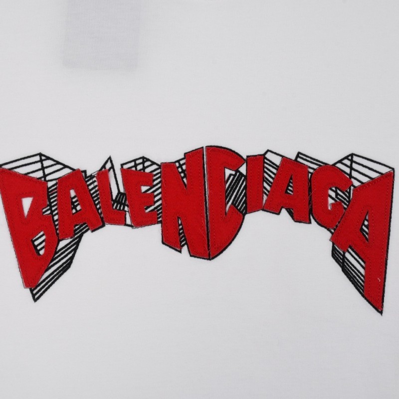 Ba*len*cia*ga 24s embroidered fabric t-shirt