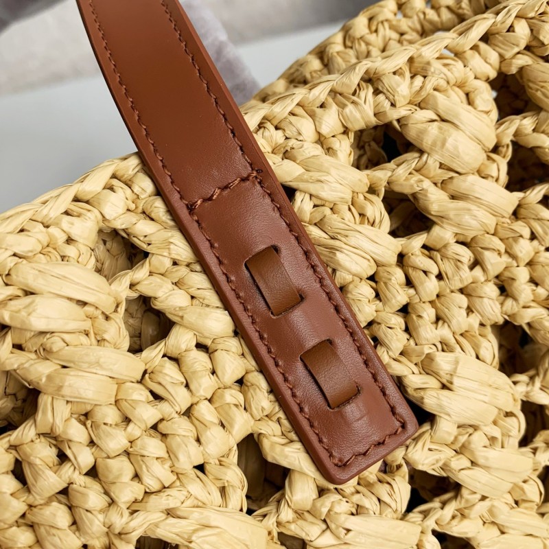 Y*L  Raffia patchwork cow leather woven single shoulder handbag  Size：42*20*22cm
