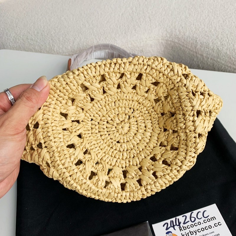 Y*L  Raffia patchwork cow leather woven single shoulder handbag  Size：42*20*22cm