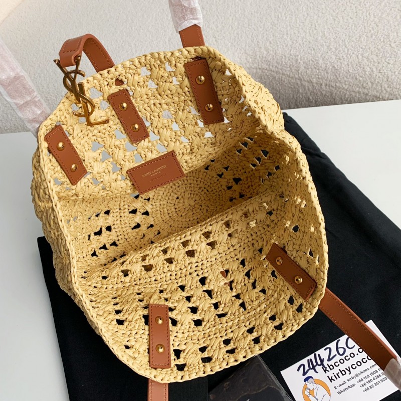 Y*L  Raffia patchwork cow leather woven single shoulder handbag  Size：42*20*22cm
