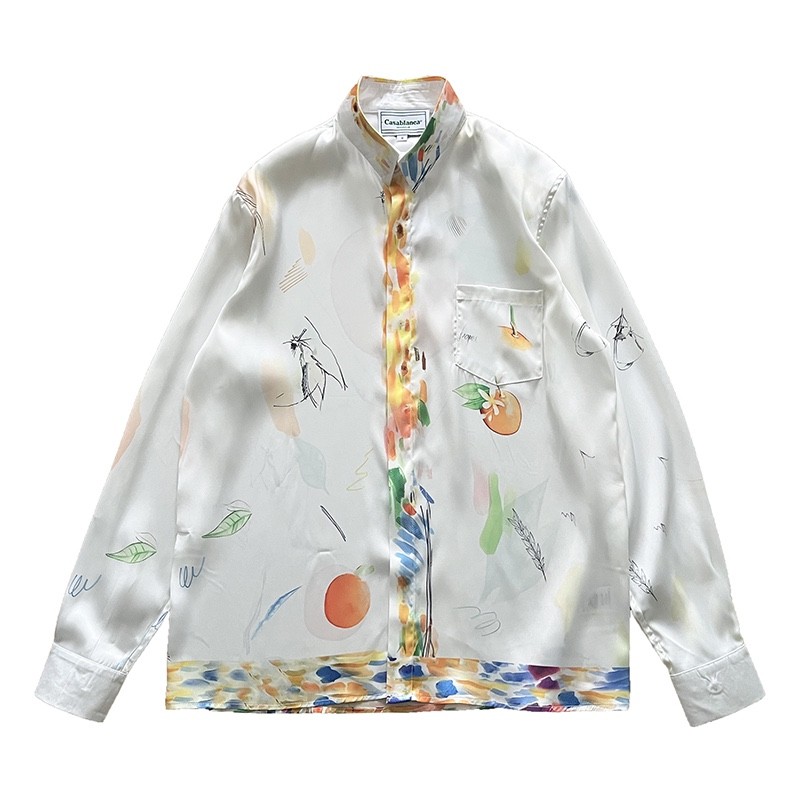 Casablanca Dotted orange silk blouse with loose, thin sleeves