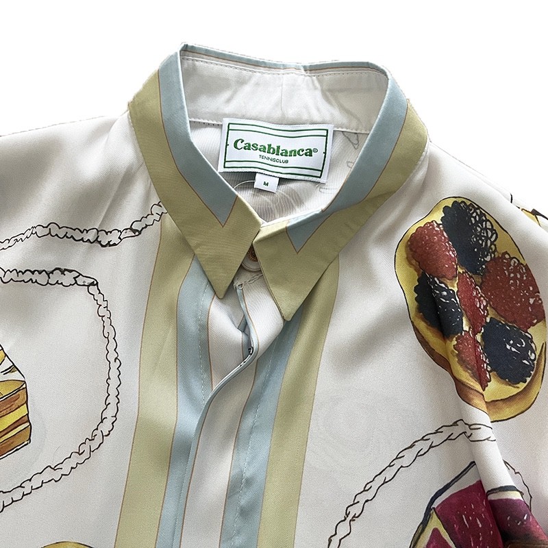 Casablanca 23 gourmet cake travel pattern blue twill silk shirt