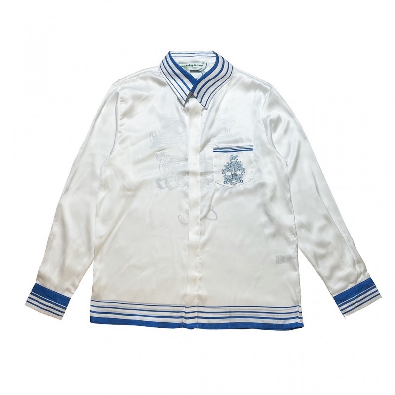 Casablanca White blue flying fish, Sicily, long sleeve shirt