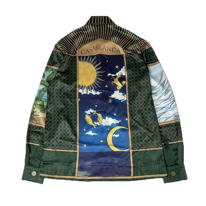 Casablanca Alchemy print sun and moon sign totem silk long-sleeved shirt