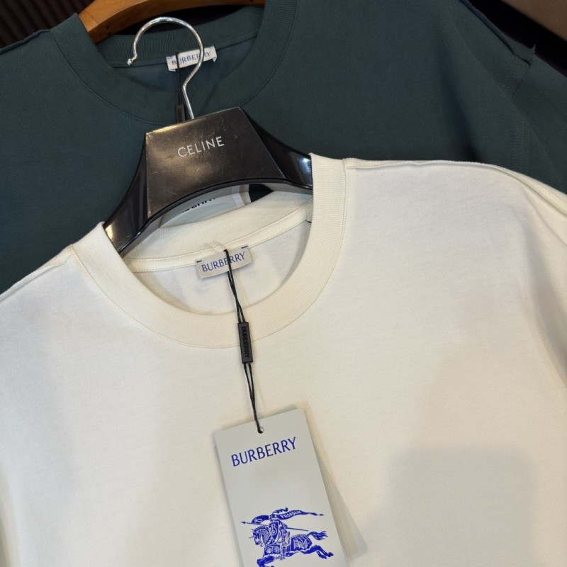B**rry 2024ss the latest white cloth cuffs stitching small war horse printed cotton t-shirt