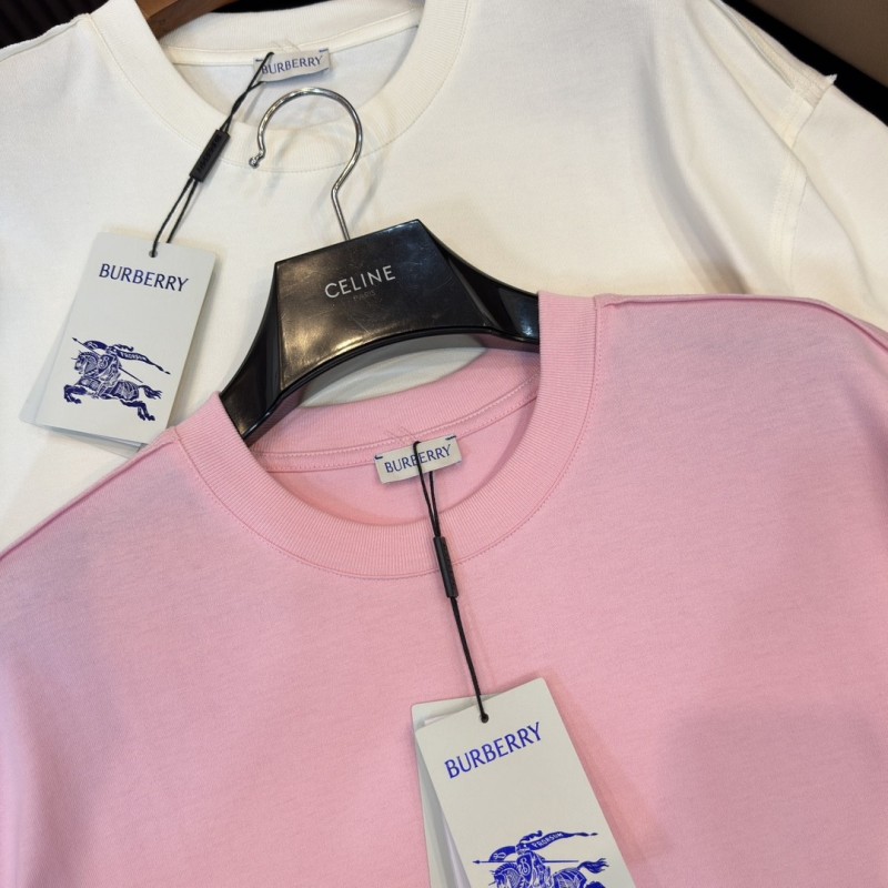 B**rry 2024ss the latest white cloth cuffs stitching small war horse printed cotton t-shirt