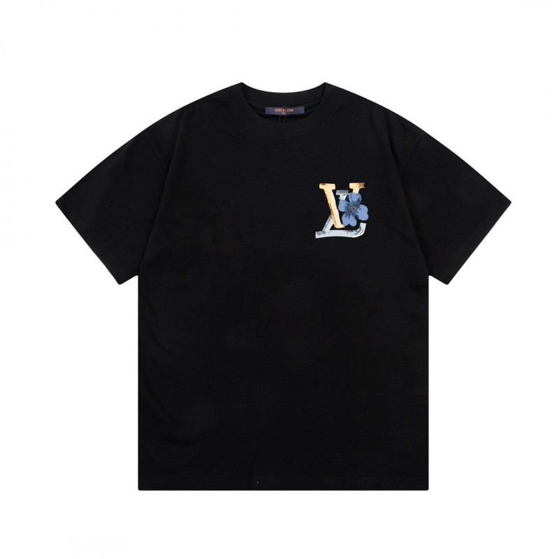 L0*is V*t0n Flowers printed with colored lettering t-shirt